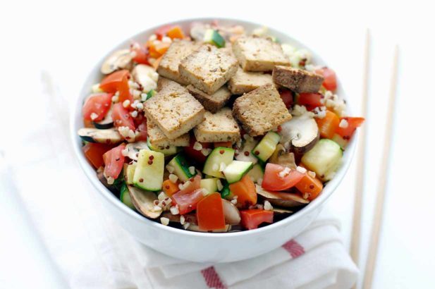 Rezept Tofu süß sauer Quinoa Bulgur Salat ohne Zucker