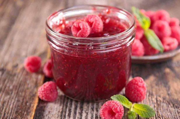 Himbeerkonfitüre, Himbeer-Fruchtaufstrich, Zuckerfreie Marmelade, Himbeeraufstrich