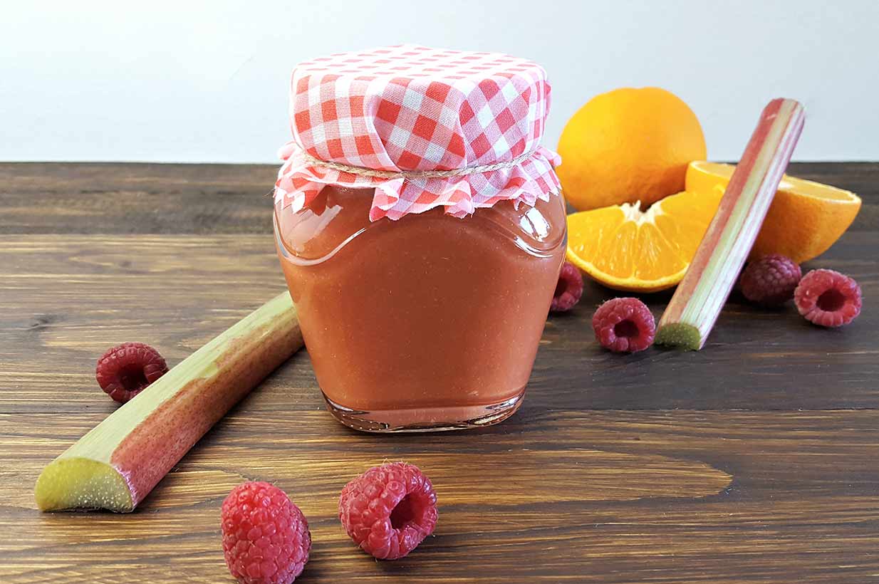 Rhabarber-Orangen-Marmelade ohne Zucker - Birkengold