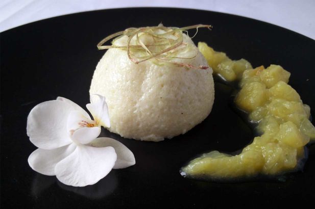 Rezept Pudding Vanille Grieß mit Kompott zuckerfrei