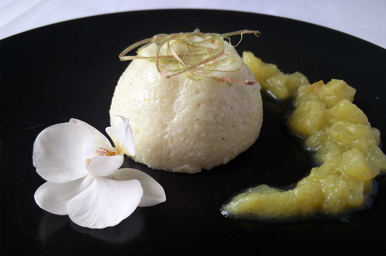 Grieß Vanillepudding mit Apfel-Rhabarberkompott ohne Zucker - Birkengold
