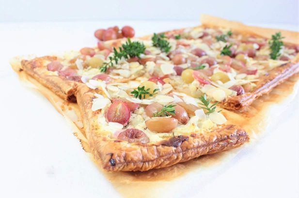 Pikante Tarte, Tarte mit Trauben, Fetatarte, zuckerfrei, ohne Zucker