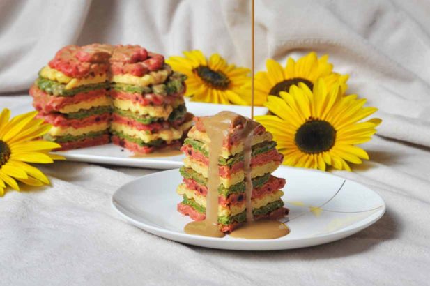 Waffle Tower, Waffelturm, Waffeln, rüne Waffeln, Rote Waffeln, zuckerfrei, ohne Zucker