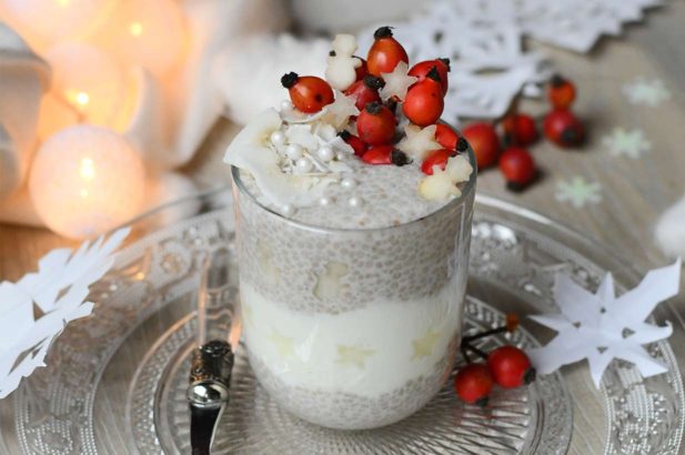 Chia Dessert, Joghurt Chia Pudding, Chia Pudding, Joghurtdessert, Birnendessert, Chia Parfait, zuckerfrei