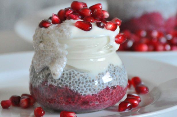 Chia Pudding, Ombre Chia, Chiadessert, Ombre Pudding, Superfood Pudding, Superfood Frühstück, zuckerfrei, ohne Zucker, vegan