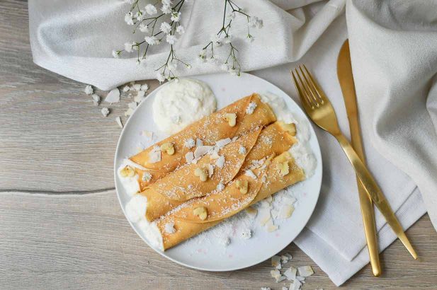 Kokospancakes, Kokospalatschinken, Exotische Pfannkuchen, Coconutpancakes, zuckerfrei, gesunde Pfannkuchen