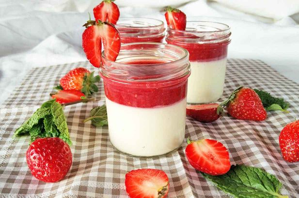 Erdbeerdessert, Vanillecreme, ohne Zucker