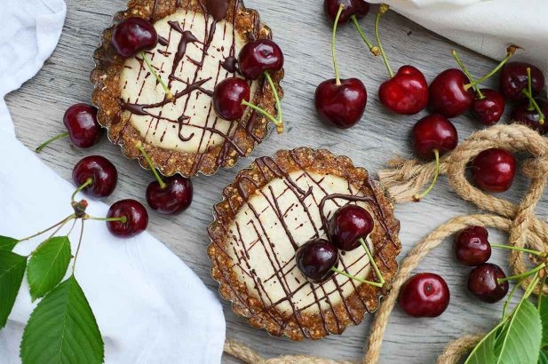 Kirschtarte, Kirschkuchen, Cashewtarte, Cashewtartelettes, zuckerfrei, ohne Zucker