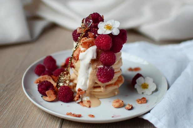 Himbeer Mandel Palatschinken, Mandel Himbeer Pfannkuchen, Mandel Himbeer Palatschinken,