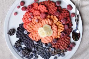 Zauberwaffeln, Waffeln ohne Zucker, bunte Waffeln