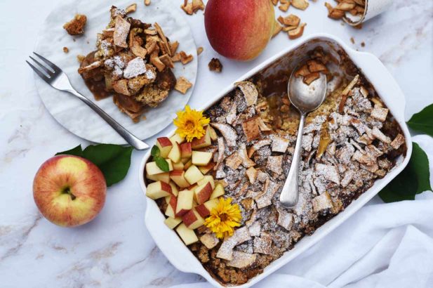Apfelkuchen zuckerfrei, Dinkel-Hafer Apfelkuchen ohne Zucker, zuckerfreier Apfelkuchen