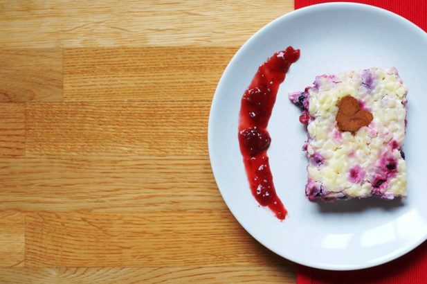 Reisauflauf ohne Zucker, Reisauflauf mit Xylit, Reisauflauf mit Birkenzucker, Himbeer-Reisauflauf zuckerfrei