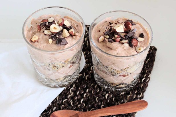 Tiramisu im Glas zuckerfrei, Haselnusstiramisu ohne Zucker, Zuckerfreies Tiramisu im Glas, Haselnusstiramisu im Glas ohne Zucker