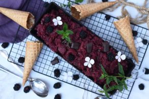 Brombeer Sorbet mit Xylit, Brombeer Sorbet vegan, Brombeer Sorbet mit Birkenzucker gesüßt, Brombeer Schoko Sorbet mit Xylit