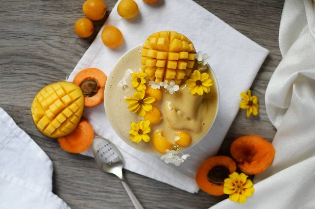 Marille-Joghurt-Eis, Aprikosen-Joghurt Eis, Aprikosen Eis ohne Zucker, Aprikosen Eis ohne Zuckerzusatz, Aprikosen Eis mit Birkenzucker, Frozen Yogurt ohne Zucker, Marille Frozen Yogurt, Aprikose Frozen Yogurt ohne Zucker